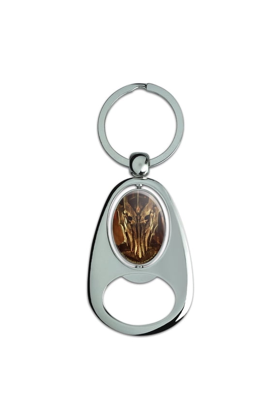 The Lord of The Rings Sauron Character Keychain Chrome Metal Spinning Oval Bottle Opener
