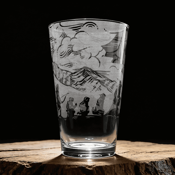 The Fellowship of the Ring™ Laser Engraved 16 oz Pint Glass, Officially Licensed The Lord of the Rings™ Barware Gift for Tolkien Fans