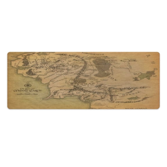 The Lord of the Rings 2024 Mouse Pad for Bed Map Middle Earth,Tween Mouse Pad 80 X 30 cm 11.8”x31.4” Rubber,Each,Besetuui