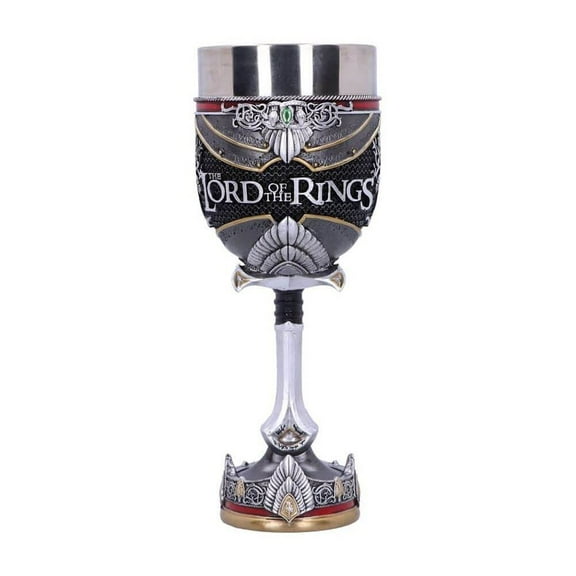 Lord of the Rings Aragorn Goblet, Hand-Painted Chalis with Stainless Steel Insert, Collectible LOTR Officially Licensed by Nemesis Now