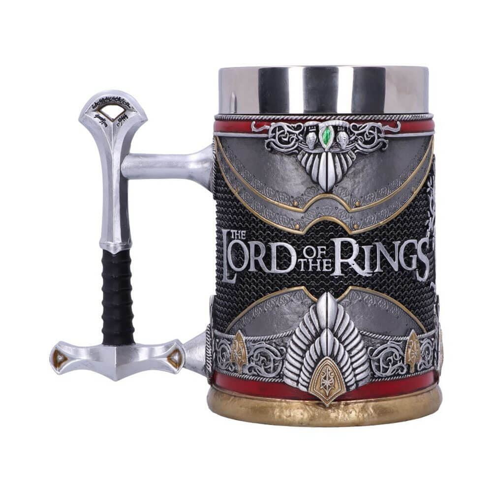 Lord of the Rings Aragorn Stein Tankard, Hand-Painted Beer Mug with Stainless Steel Insert, Collectible LOTR Officially Licensed by Nemesis Now