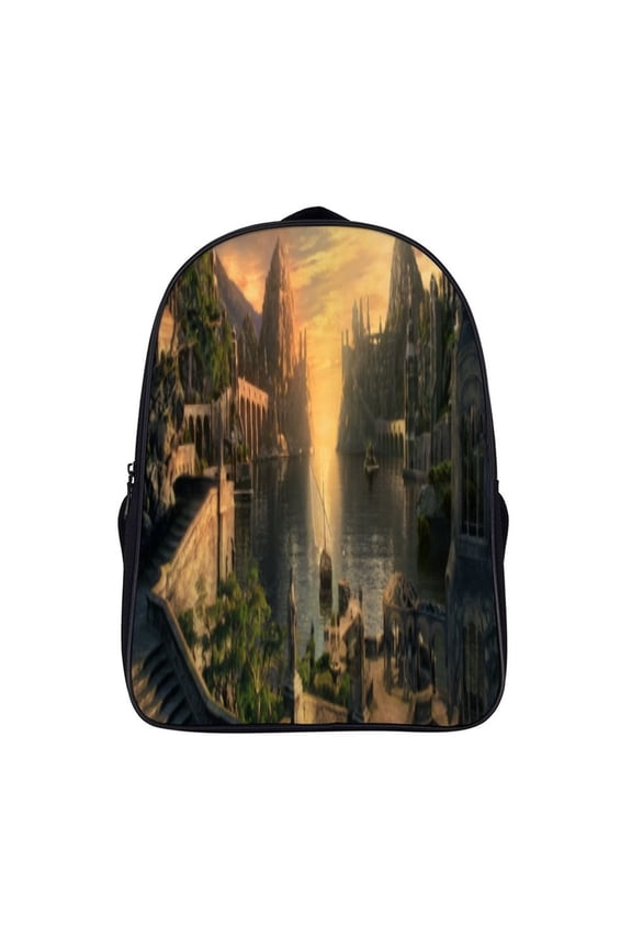 The Lord of the Rings Backpack University 16 inch Black Fantasy Architecture,Backpacks for Adult Unisex,Gifts Men and Women Camping Hiking-Besetuui
