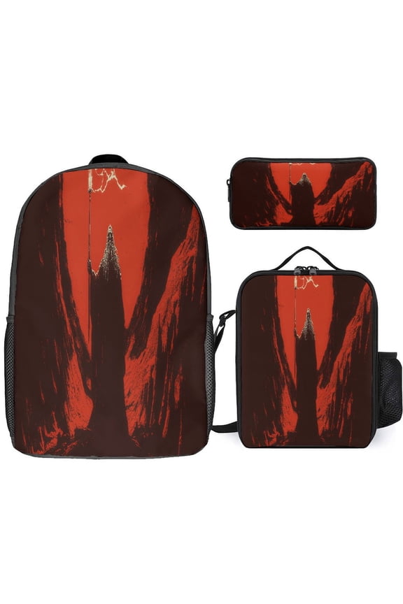 The Lord of the Rings Backpack with Lunch Bag Combo 17 inch Black,Saruman Backpack or Bagpack,Adult Unisex,Men and Women for Camping Hiking