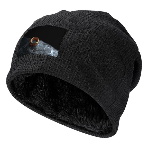 The Lord of the Rings Knitted Beanie in The Round Black-Style Fleece Lining One Size Rings Games Art Men Women Hats for Autumn Winter Besetuui
