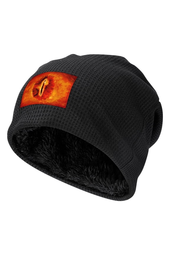 The Lord of the Rings Knitted Hat Decorations Black-Style Fleece Lining One Size The Eye of Sauron Men Women Hats for Autumn Winter Besetuui