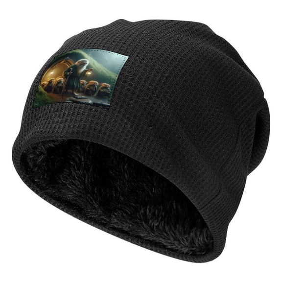 The Lord of the Rings Knitted Hat Embellishments Black-Style Fleece Lining One Size The Hobbit Men Women Hats for Autumn Winter Besetuui