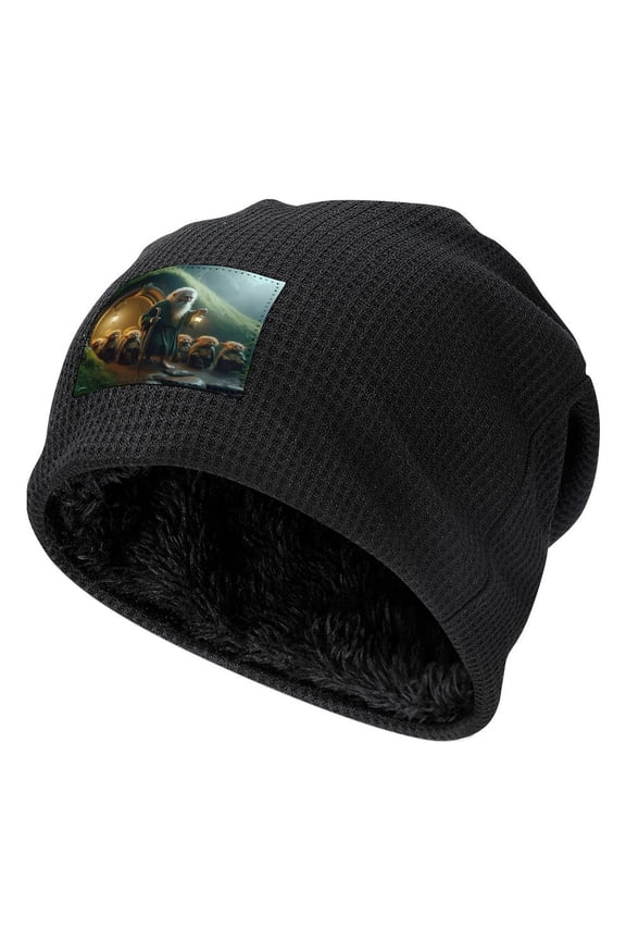 The Lord of the Rings Knitted Hat Embellishments Black-Style Fleece Lining One Size The Hobbit Men Women Hats for Autumn Winter Besetuui