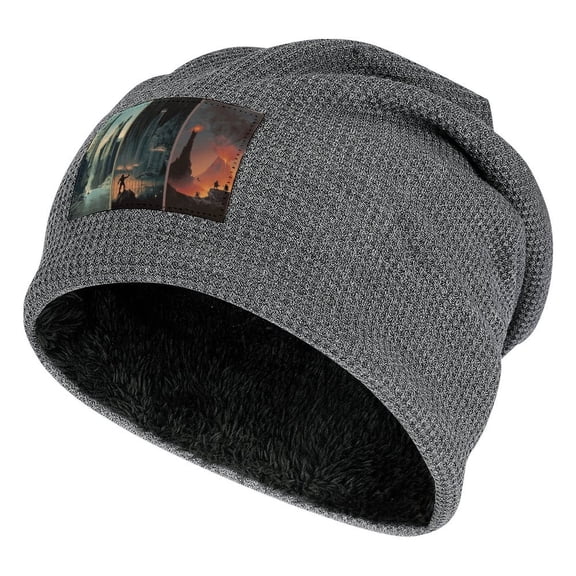 The Lord of the Rings Knitted Hats for Women Dark Gray-Style Fleece Lining One Size Mount Doom Argonath Men Women Hats for Autumn Winter Besetuui