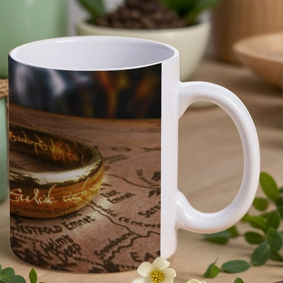 The Lord of the Rings The Fellowship of The Ring Mug Jr Map Rings Metal,11 oz Sublimation Mugs Child,Gifts for Men and Women,Each,Besetuui