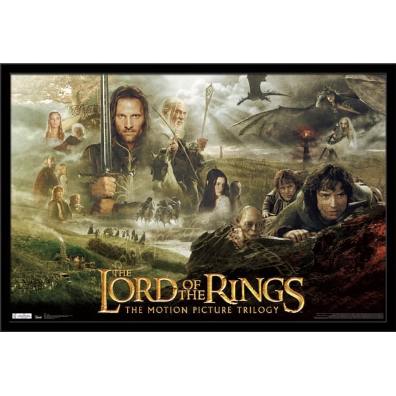 The Lord of the Rings: The Motion Picture Trilogy Wall Poster, 22.375" x 34", Framed