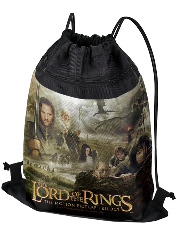 The Lord of the Rings Trilogy Poster-Drawstring Backpack Sports Bag Sackpack 17" x 13", Perfect for Gym, Yoga or Practice