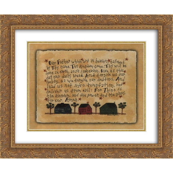The Lord's Prayer 2x Matted 18x15 Gold Ornate Framed Art Print by Lori Maphies