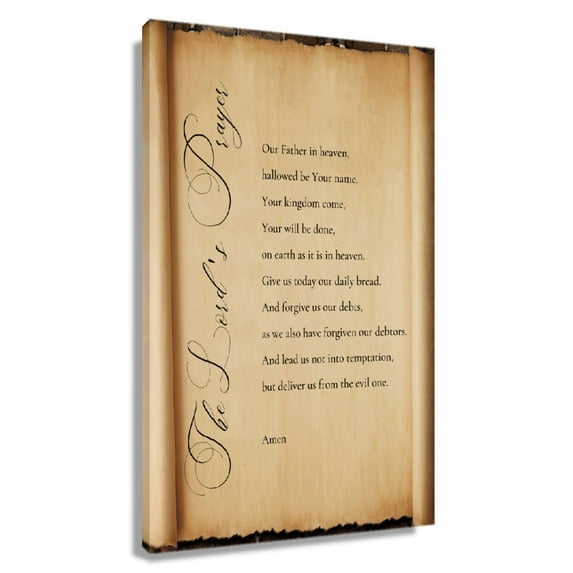 The Lord’s Prayer Bible Scripture Wall Decor Canvas Prints Rectangular Painting Pictures For Bathrooms Unframed 24×36 in