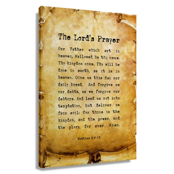 The Lord's Prayer Matthew 6 9-13 Wall Art Bible Verse Poster Pictures Artwork for Bathroom Print for Bedroom Canvas Colouring Painting Hanging