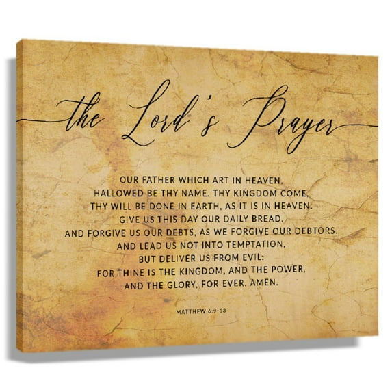 The Lord's Prayer Matthew 6 9-13 Wall Art Bible Verse Posters For Bathroom Wall Decor Canvas Prints Framed 12×18 in