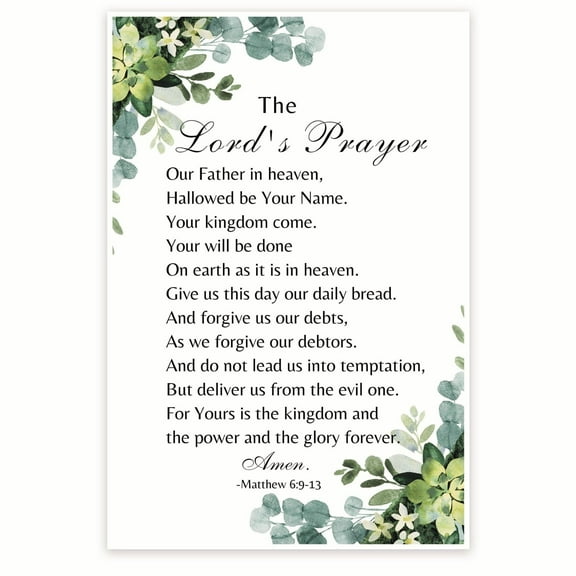 The Lord's Prayer Poster - Matthew 6:9-13 Bible Verse - Our Father Wall Art Poster
