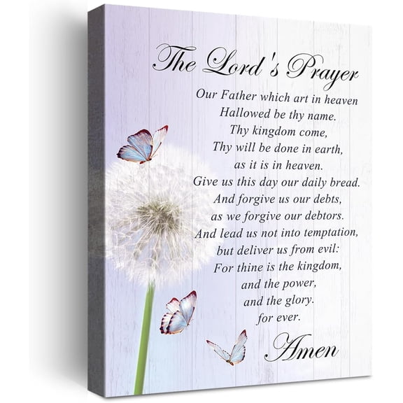 The Lord''s Prayer Wall Decor,Lords Prayer Wall Art Canvas Poster Print,Christian Faith Scripture Artwork