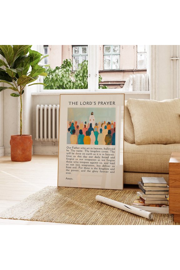 The Lords Prayer Art Print, Minimalist Christian Poster, Unframed Paper Poster 8x10in