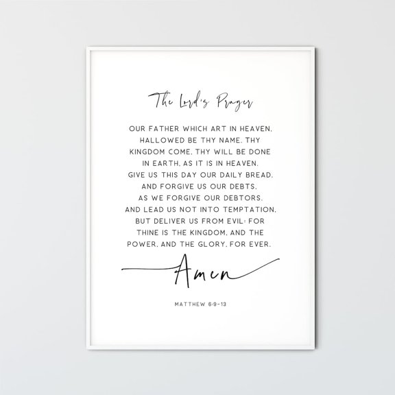 The Lords Prayer Matthew 6:9-13 Bible Verse Wall Art Print
