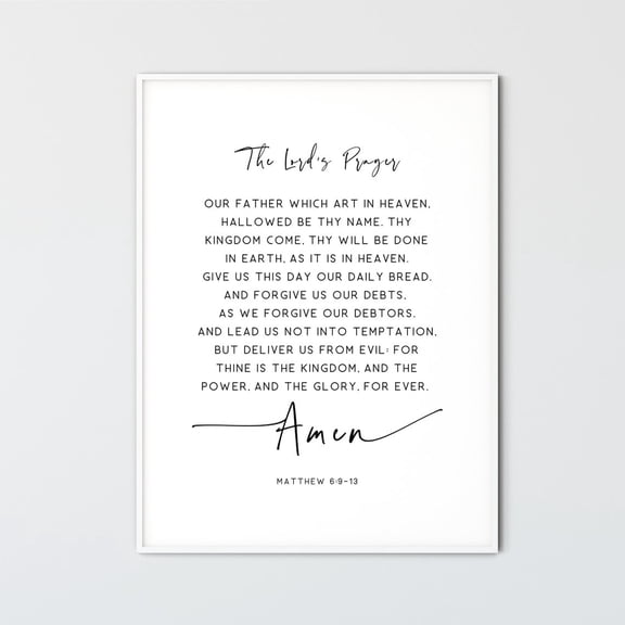 The Lords Prayer Matthew 6:9-13 Scripture Poster, Unframed Size 8x12