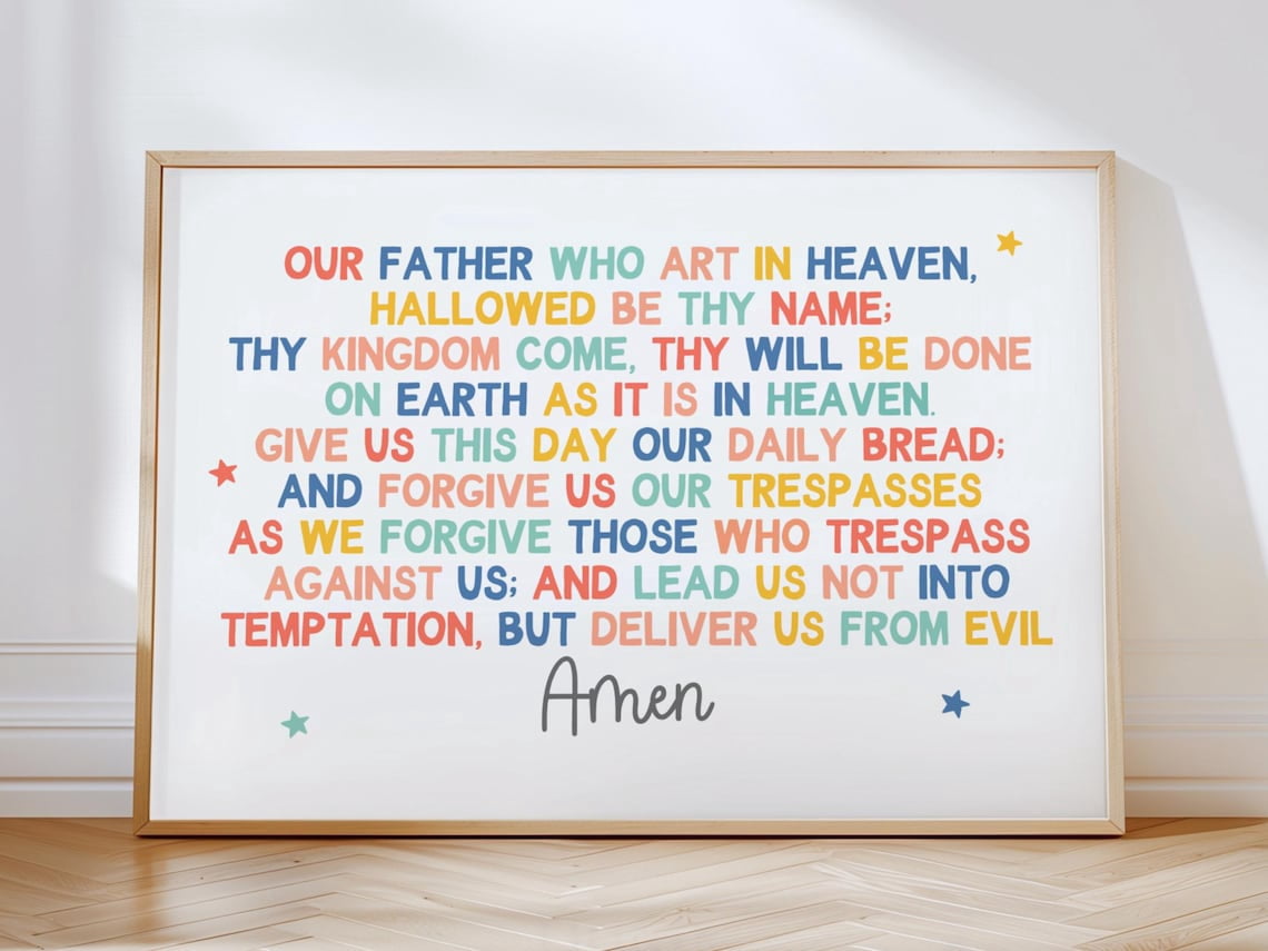 The Lords Prayer Poster Christian Classroom Decor Children Bible Verse ...