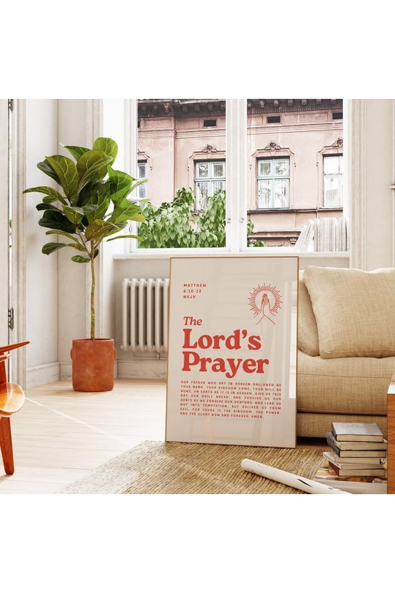 The Lords Prayer Retro Christian Wall Decoration, Unframed Poster
