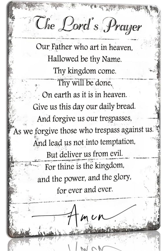 The Lords Prayer Wall Art Our Father Prayer Wall Decor Metal Sign Christian Scripture Bible Verse Religious for Office Bedroom 8x12inch