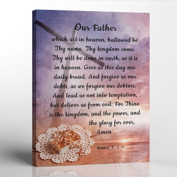 The Lords Prayer Wall Decor Canvas Print, Prayer Wall Art, Our Father Payer Wall Decor, Ready To Hang for Living Room Home Wall Décor 16x20