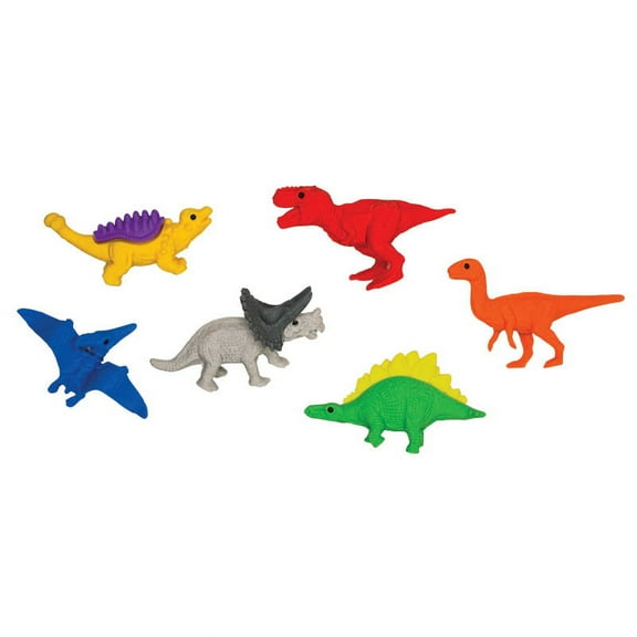 The Lost Age: Dinosaur Erasers; Tyrannosaurus Rex, Triceratops, Velociraptor, Stegosaurus, Ankylosaurus, and Pteranodon (12x pcs)