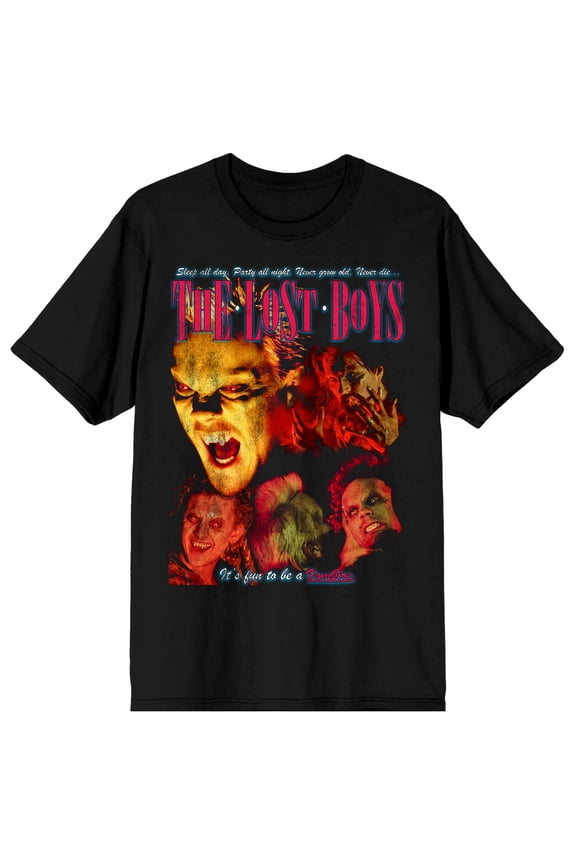 The Lost Boys Men's Vintage Horror Graphic T-Shirt Retro Distressed DTG Front Print Short Sleeve Crew Neck Tee-Medium