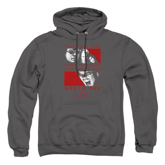 The Lost Boys Never Die Unisex Adult Pull-Over Heather Hoodie, X-Large, Charcoal