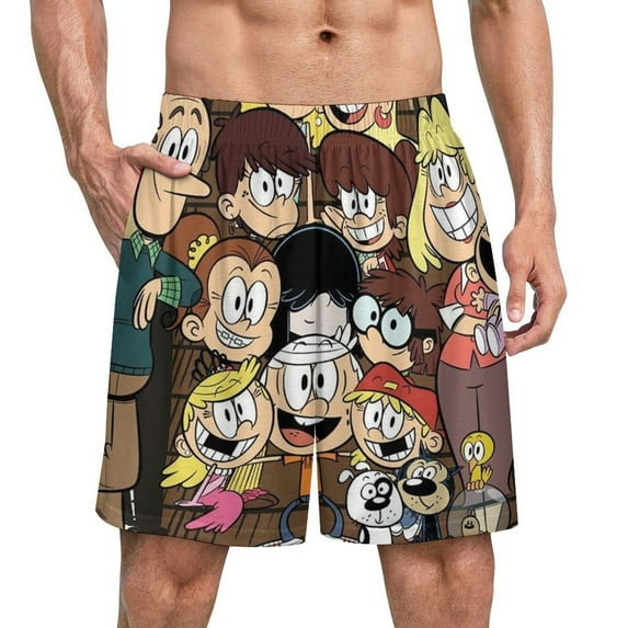 The Loud House Men's Short Pajama Pants Soft Trendy Sleep Shorts Breathable Ice Silk Lounge Shorts 3XL