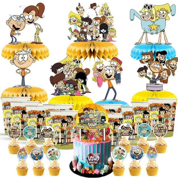 The Loud House Party Supplies Decor Cups Fans Decorations Honeycomb Centerpieces Cake Toppers