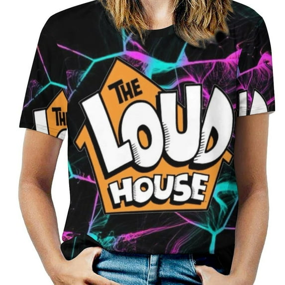 The Loud House T-Shirt for Women Casual Printed Tee Stylish Soft Graphic Shirts Top Short-Sleeve Outfit M