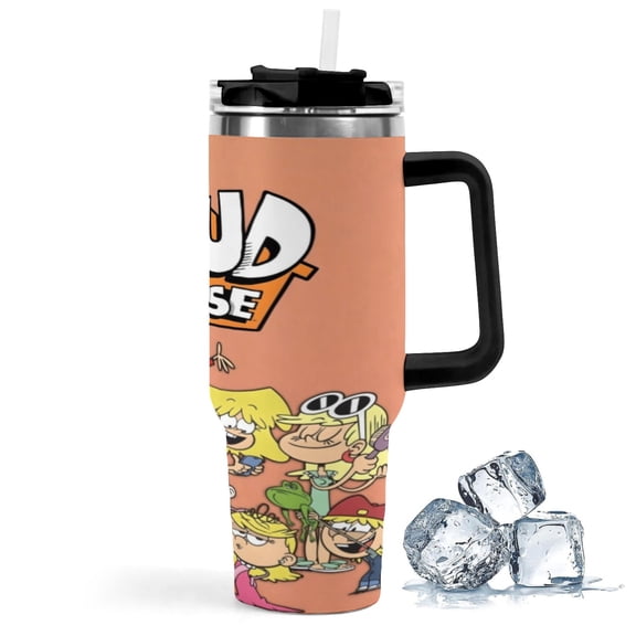The Loud House-theme Insulated Stainless Steel Tumbler with Handle Gifts For Family Friends Fans and Straw Fits in Standard Cup Holder 40 OZ