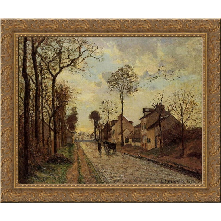 The Louveciennes Road 24x20 Gold Ornate Wood Framed Canvas Art by