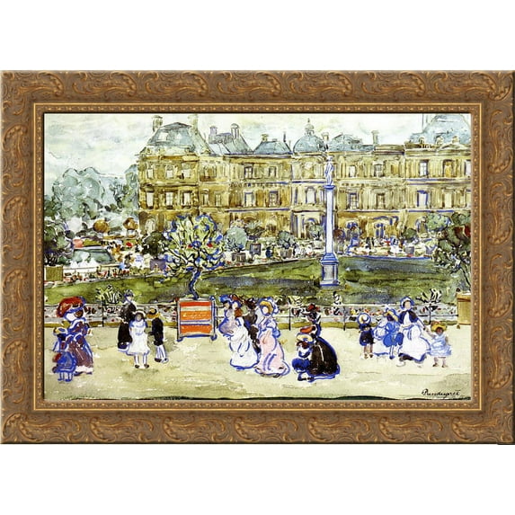 The Louvre 24x20 Gold Ornate Wood Framed Canvas Art by Prendergast, Maurice