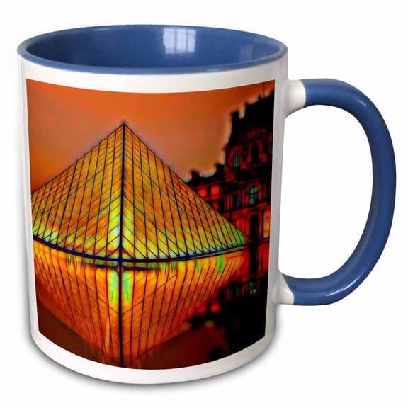 3drose, the Louvre Image of Light Infused Painting, 15oz Two-tone Blue Mug