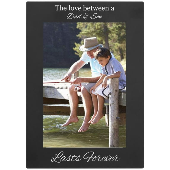 The Love Between A Dad & Son Engraved Anodized Aluminum Hanging/Tabletop Personlized Group Family Photo Picture Frame
