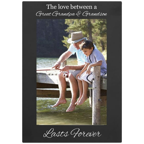 The Love Between A Great Grandpa & Grandson Engraved Anodized Aluminum Hanging/Tabletop Personlized Group Family Photo Picture Frame