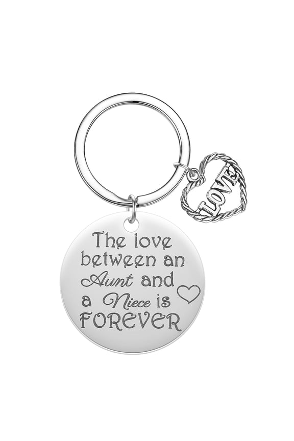 The Love Between An Aunt and A Niece Is Forever Key Chain Fashion Stainless Steel Keyring Bag Car Pendant Keychain Gift