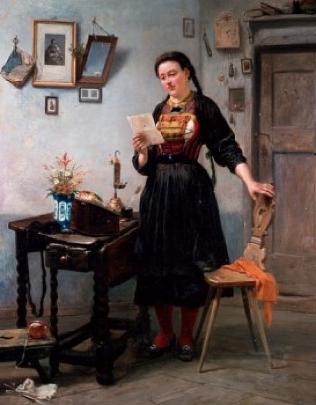 The Love Letter by Carl Wilhelm von Hubner (1814-1879) Canvas Art - Carl Wilhelm von Hubner (24 x 36)