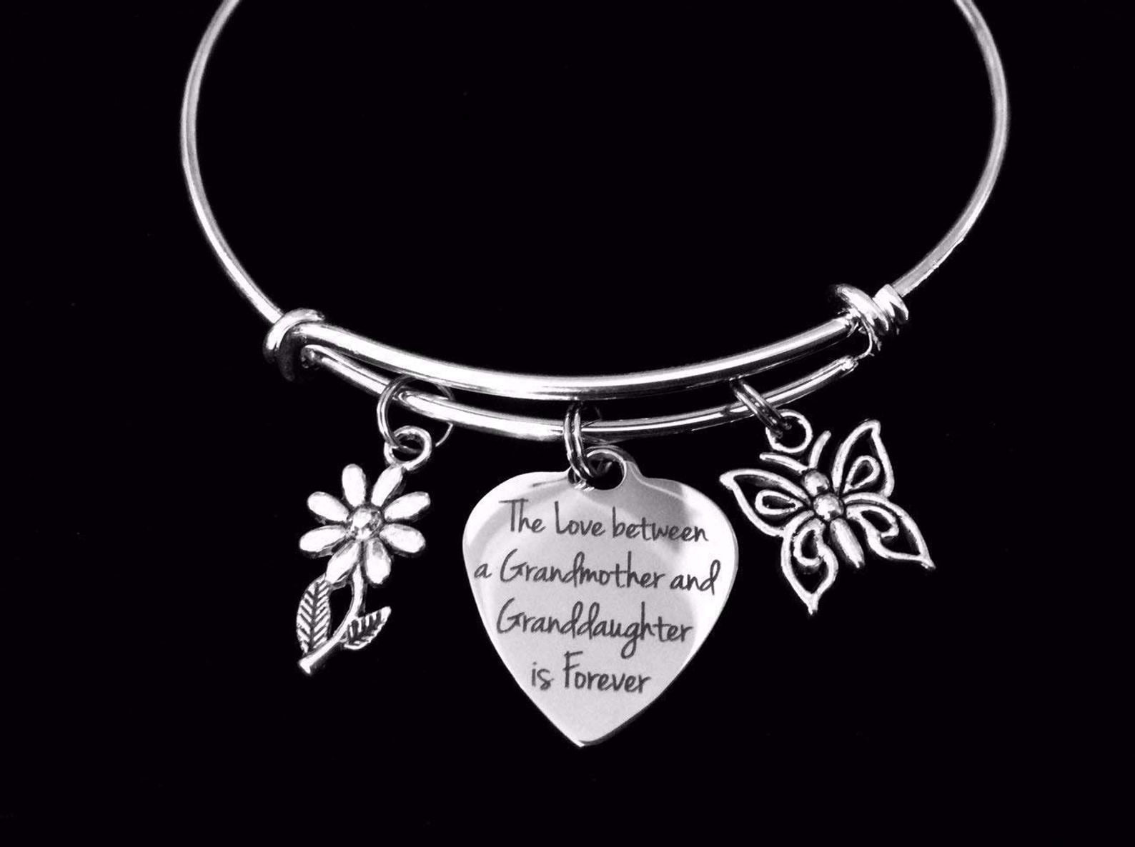 The Love between a Grandmother and Granddaughter is Forever Charm Bracelet Gift for Granddaughter Gift for Grandmother