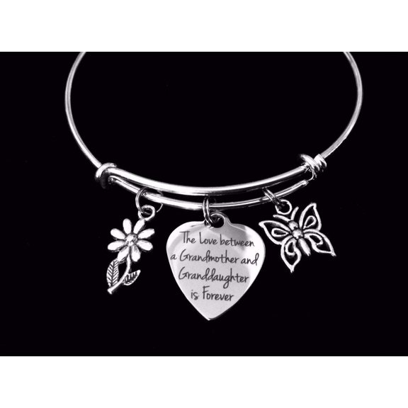 The Love between a Grandmother and Granddaughter is Forever Charm Bracelet Gift for Granddaughter Gift for Grandmother