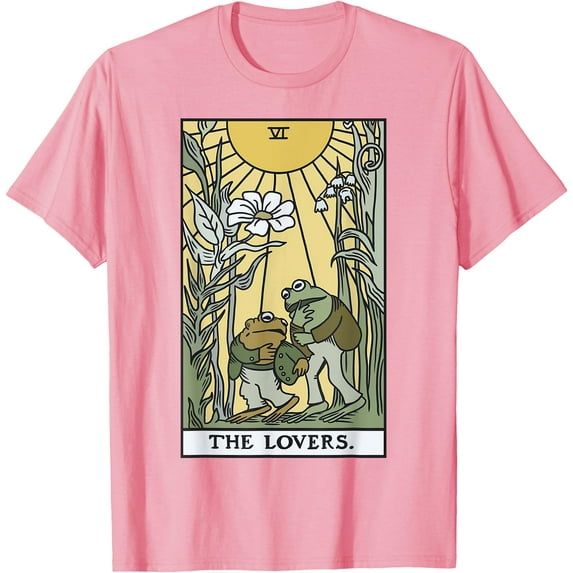 The Lovers Frog Tarot Card Cottagecore Toad Lover Unisex T-Shirt for Men Women Kids,Light Pink Color,Size 3T