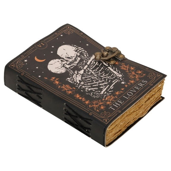 The Lovers Handmade Leather Journal 5x7 Vintage Gothic Notebook with 200 Deckle Edge Pages