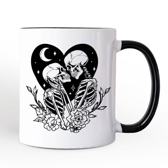 The Lovers Skeletons Mug, Spooky Gothic Romantic Valentine Gift