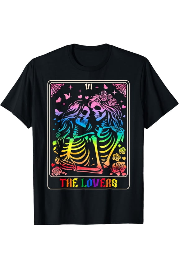 The Lovers Tarot Card Goth Kissing Rainbow T-Shirt