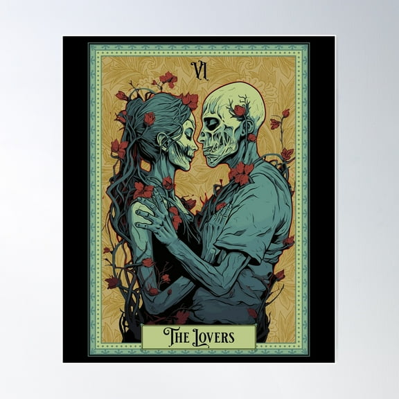 The Lovers Tarot Card, Zombie Edition Poster Wall Art, Modern Wall Decor For Living Room Bedroom, 8x12 UNFRAMED