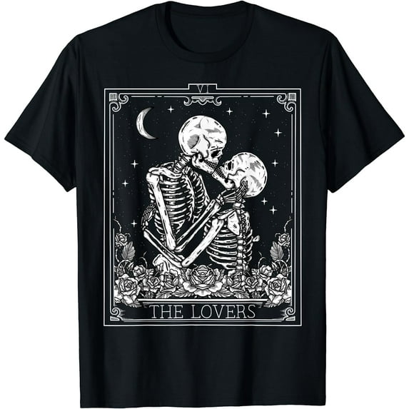 The Lovers Vintage Tarot Card Astrology Goth Halloween Women T-Shirt